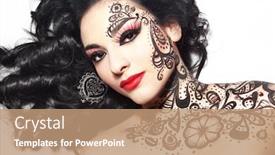  Presentation with paint art - Beautiful theme featuring young girl with face art backdrop and a coral colored foreground