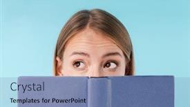  Presentation with book covers - Beautiful PPT layouts featuring portrait-of-a-beautiful-young backdrop and a seafoam green colored foreground