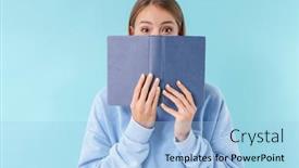  Presentation with book covers - Cool new slides with portrait-of-a-beautiful-young backdrop and a light blue colored foreground