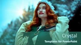  Presentation with middle ages portrait - Colorful PPT theme enhanced with portrait-of-a-beautiful-young backdrop and a ocean colored foreground