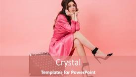  Presentation with makeup - Colorful presentation theme enhanced with portrait-of-a-beautiful-young backdrop and a coral colored foreground