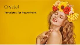  Presentation with beauty cosmetics - Presentation theme featuring portrait-of-a-beautiful-young background and a light gray colored foreground