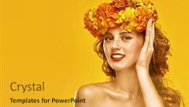  Presentation with beauty cosmetics - Slides consisting of portrait-of-a-beautiful-young background and a gold colored foreground