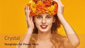  Presentation with cosmetics beauty - Beautiful presentation theme featuring portrait-of-a-beautiful-young backdrop and a gold colored foreground