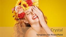  Presentation with beauty cosmetics - Presentation design consisting of portrait-of-a-beautiful-young background and a coral colored foreground