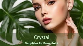  Presentation with green beauty - PPT layouts having portrait-of-a-beautiful-young background and a tawny brown colored foreground