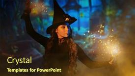  Presentation with black magic - Presentation design consisting of portrait-of-a-beautiful-young background and a  colored foreground