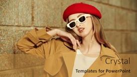  Presentation with long hair - Theme featuring portrait-of-a-beautiful-young background and a yellow colored foreground