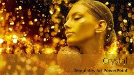  Presentation with jewelry gold - Slide set having portrait-of-a-beautiful-young and a gold colored foreground