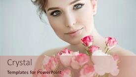  Presentation with beauty - PPT layouts having portrait-of-a-beauty-woman background and a coral colored foreground