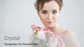  Presentation with beauty - Slide set consisting of portrait-of-a-beauty-woman background and a light gray colored foreground