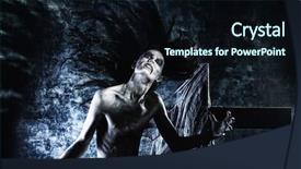  Presentation with vampire - Cool new PPT theme with vampires werewolves - portrait of a bloodthirsty vampire backdrop and a wine colored foreground