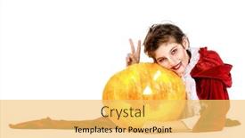  Presentation with vampire - Slides enhanced with portrait of a boy dressed in a costume of a vampire over white background halloween party background and a yellow colored foreground
