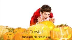  Presentation with vampire - Beautiful slides featuring portrait of a boy dressed in a costume of a vampire with pumpkins over white background halloween party with pumpkins backdrop and a yellow colored foreground
