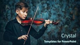  Presentation with teens - Beautiful slide deck featuring his teens playing the violin backdrop and a navy blue colored foreground
