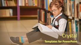  Presentation with educational - Theme consisting of portrait-of-a-boy background and a tawny brown colored foreground