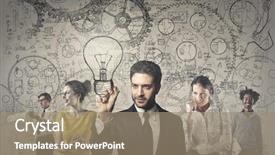  Presentation with brain - Beautiful presentation theme featuring portrait of a brain-storming backdrop and a coral colored foreground