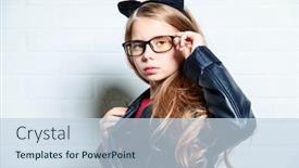  Presentation with kids fashion - Cool new PPT theme with portrait-of-a-bright-cute backdrop and a sky blue colored foreground