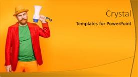  Presentation with diversity bright colors - Slide set enhanced with portrait-of-a-bright-man background and a light gray colored foreground