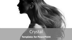  Presentation with waving flag black - PPT theme having portrait-of-a-brunette-girl background and a gray colored foreground