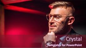  Presentation with elegant man in glasses optics - Theme having portrait-of-a-brutal-handsome background and a tawny brown colored foreground