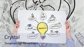  Presentation with page - Amazing PPT theme having blank panel against crumpled page backdrop and a light blue colored foreground