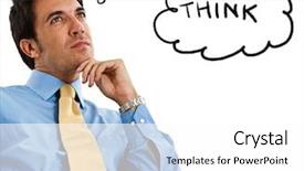  Presentation with thinking - PPT theme consisting of portrait of a businessman thinking background and a white colored foreground