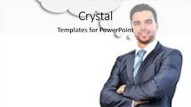  Presentation with thinking - Colorful PPT theme enhanced with portrait of a businessman thinking about something backdrop and a white colored foreground