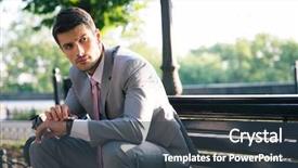  Presentation with patient waiting time - Cool new PPT theme with portrait of a businessman waiting backdrop and a tawny brown colored foreground