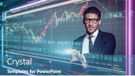  Presentation with declining - Slide deck having portrait-of-a-businessman background and a teal colored foreground