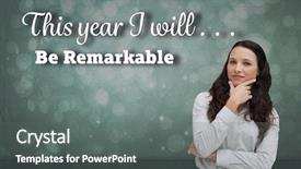  Presentation with blue design - Beautiful PPT theme featuring portrait of a businesswoman posing against blue abstract light spot design backdrop and a gray colored foreground