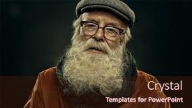  Presentation with old age - Beautiful PPT theme featuring portrait-of-a-calm backdrop and a wine colored foreground