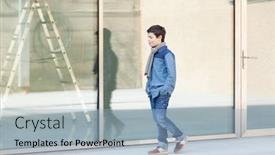  Presentation with teen bully - PPT theme with portrait-of-a-casual-teen background and a light blue colored foreground