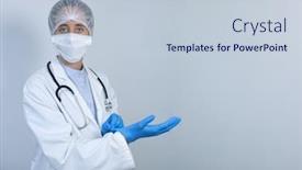  Presentation with surgical gloves - PPT theme consisting of portrait-of-a-caucasian-female background and a lemonade colored foreground