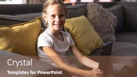  Presentation with digital self - Beautiful PPT theme featuring portrait-of-a-caucasian-girl backdrop and a tawny brown colored foreground