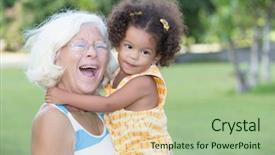  Presentation with grandma - Theme enhanced with portrait of a caucasian grandma background and a mint green colored foreground