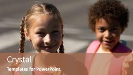  Presentation with pedestrian crossing - Slides with portrait-of-a-caucasian background and a coral colored foreground