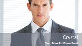 Presentation with office - Audience pleasing presentation consisting of portrait-of-a-charismatic-businessman backdrop and a gray colored foreground