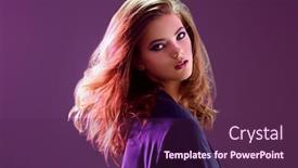  Presentation with cosmetics beauty - Cool new slide set with portrait-of-a-charming-girl backdrop and a violet colored foreground