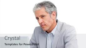  Presentation with working - Audience pleasing presentation theme consisting of portrait-of-a-charming-senior backdrop and a light gray colored foreground