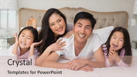  Presentation with four wheeler - Beautiful presentation featuring portrait of a cheerful family backdrop and a coral colored foreground