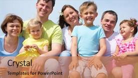  Presentation with families - Amazing PPT layouts having portrait of a cheerful great families with their children outdoor seven backdrop and a coral colored foreground
