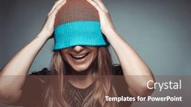  Presentation with urban youth - PPT theme consisting of portrait-of-a-cheerful-smiling background and a tawny brown colored foreground