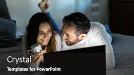  Presentation with cheerful - PPT layouts featuring portrait-of-a-cheerful-young background and a dark gray colored foreground