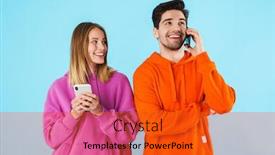  Presentation with cheerful - Cool new slide deck with portrait-of-a-cheerful-young backdrop and a red colored foreground