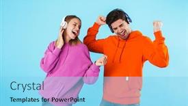  Presentation with blue music - Colorful presentation enhanced with portrait-of-a-cheerful-young backdrop and a light blue colored foreground