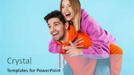  Presentation with cheerful - Colorful PPT theme enhanced with portrait-of-a-cheerful-young backdrop and a arctic colored foreground