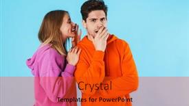  Presentation with cheerful - Presentation theme featuring portrait-of-a-cheerful-young background and a red colored foreground