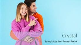  Presentation with hud abstract polygonal space blue - Presentation enhanced with portrait-of-a-cheerful-young background and a arctic colored foreground