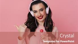  Presentation with lollipop - Slide deck featuring portrait-of-a-cheerful-young background and a coral colored foreground